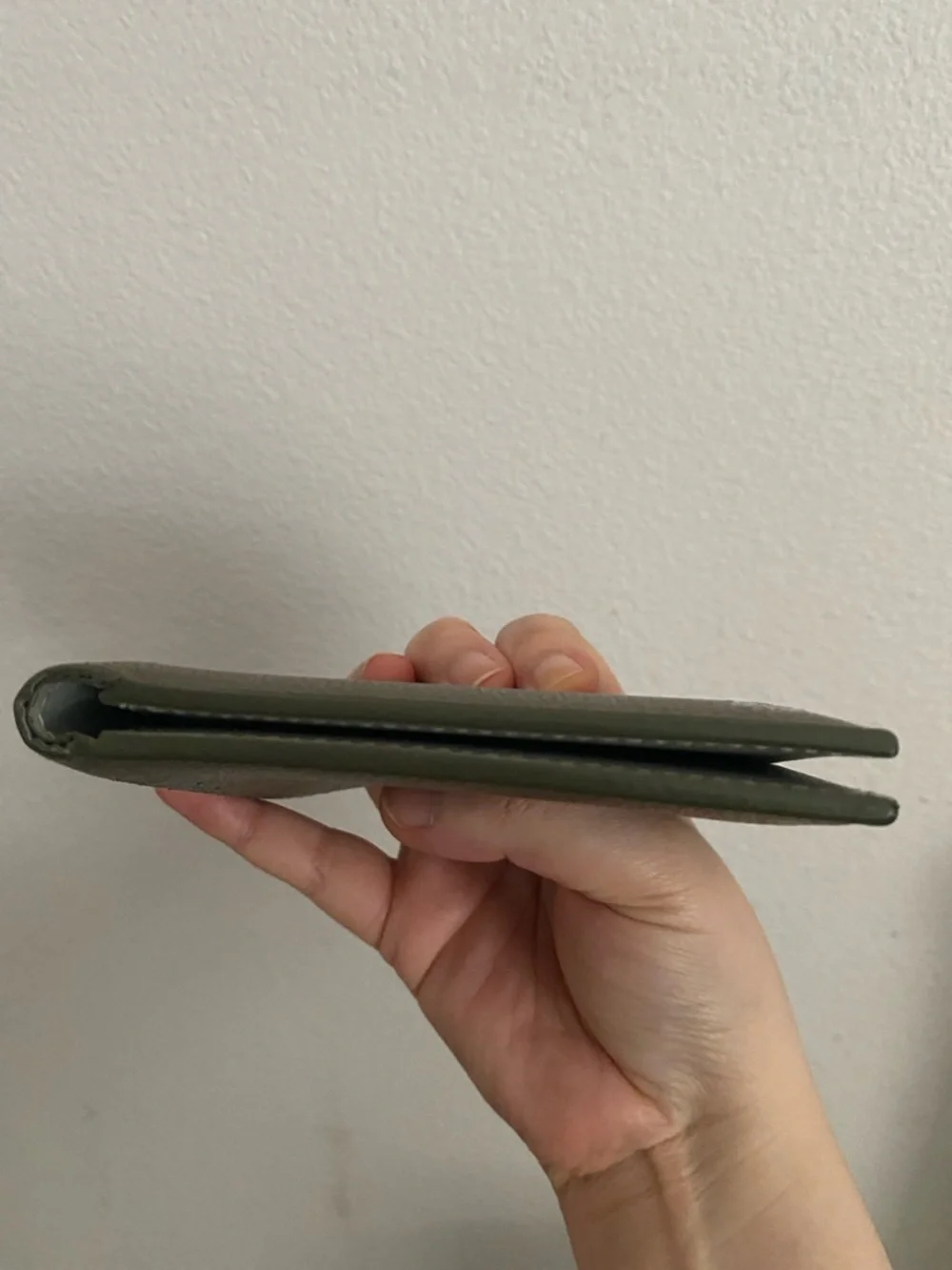 Dunhill Olive Green Leather Bi-Fold Wallet with Silver Monogram